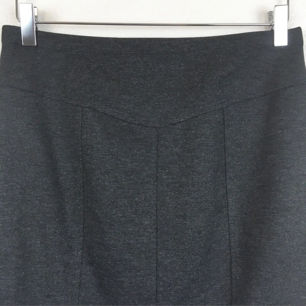 Ellen Tracy Ponte Knit Charcoal Sweater Midi Knee-Length Stretchy Pencil Skirt